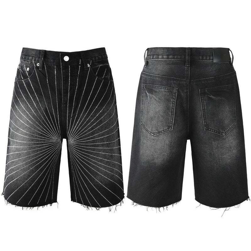 Purple Brand Crystal Diamond Denim Shorts #5104